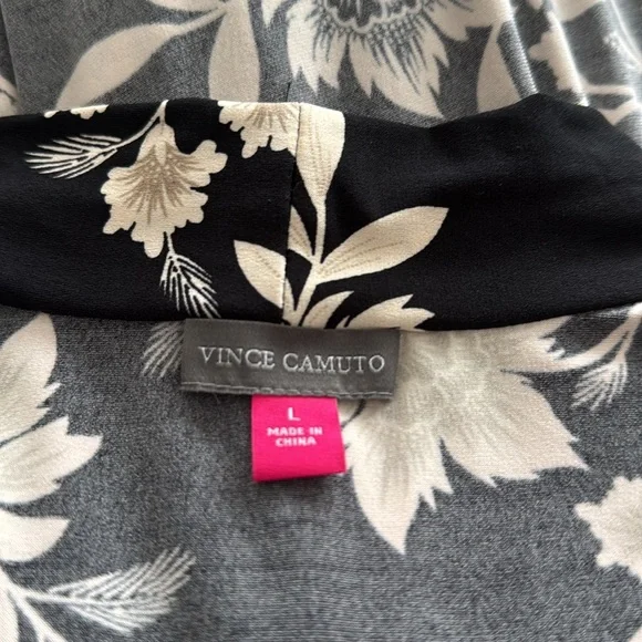 Vince Camuto Black & Beige Floral Maxi Dress Large - Picture 8 of 9